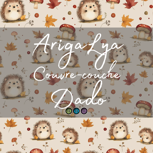 ARIGALYA | MOTIF OCTOBRE HÉRISSON ET CHAMPGINON | COUVRE-COUCHE DADO - sur commande