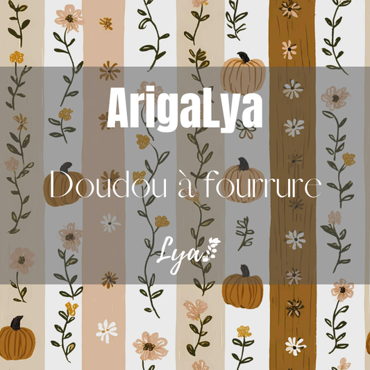 ARIGALYA | MOTIF OCTOBRE PETITE CITROUILLE | DOUDOU À FOURRURE LYA