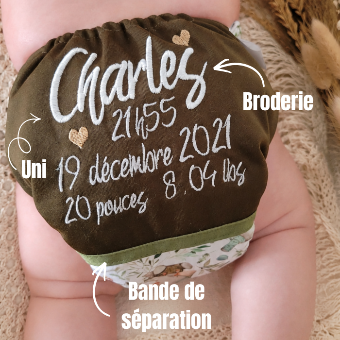 COUCHE À POCHE BRODÉE ET PERSONNALISÉE | couche lavable à poche | Taille unique | LYA - sur commande