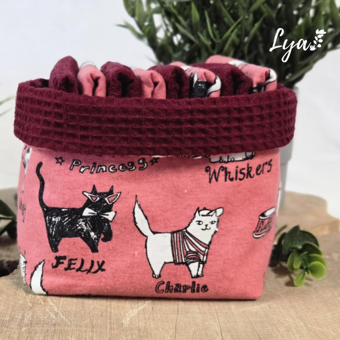 PANIER DE LINGETTE | FLANELLE ET COTON GAUFRÉ | Mouchoirs/lingettes lavables - prêt à partir