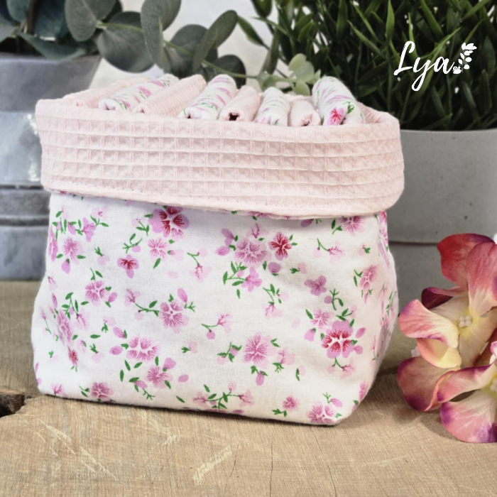PANIER DE LINGETTE | FLANELLE ET COTON GAUFRÉ | Mouchoirs/lingettes lavables - prêt à partir