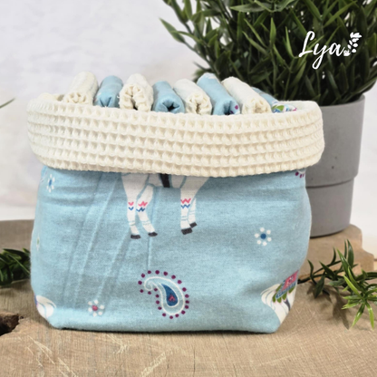 PANIER DE LINGETTE | FLANELLE ET COTON GAUFRÉ | Mouchoirs/lingettes lavables - prêt à partir