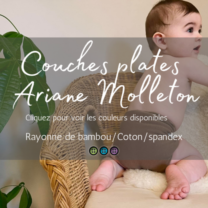 ARIANE CARRÉE MOLLETON | Bambou/Coton | Couche plate en Molleton - Prêt à partir