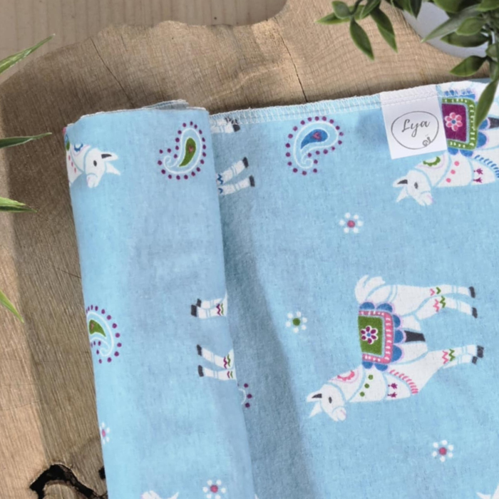 COUVERTURE EN FLANELLE | Alpagas bleu - prêt à partir