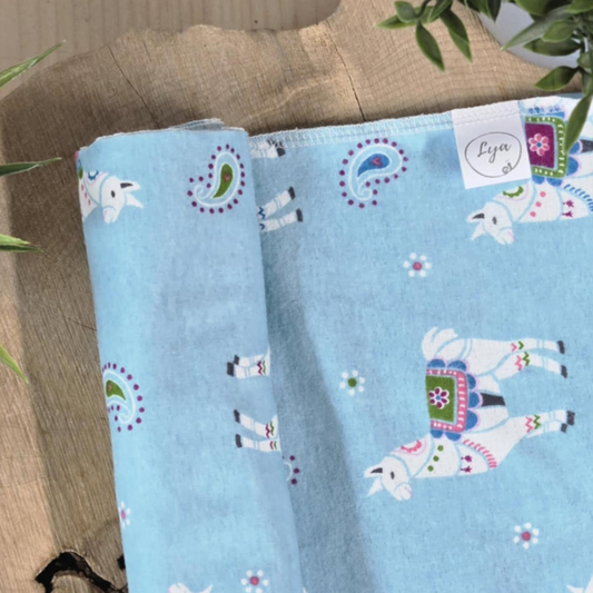 COUVERTURE EN FLANELLE | Alpagas bleu - prêt à partir