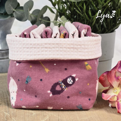 PANIER DE LINGETTE | FLANELLE ET COTON GAUFRÉ | Mouchoirs/lingettes lavables - prêt à partir