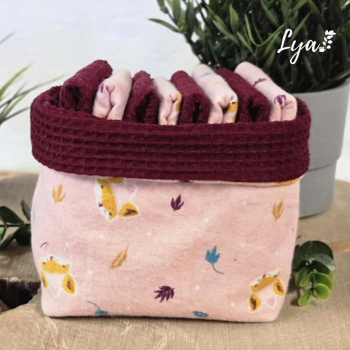 PANIER DE LINGETTE | FLANELLE ET COTON GAUFRÉ | Mouchoirs/lingettes lavables - prêt à partir