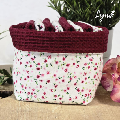 PANIER DE LINGETTE | FLANELLE ET COTON GAUFRÉ | Mouchoirs/lingettes lavables - prêt à partir
