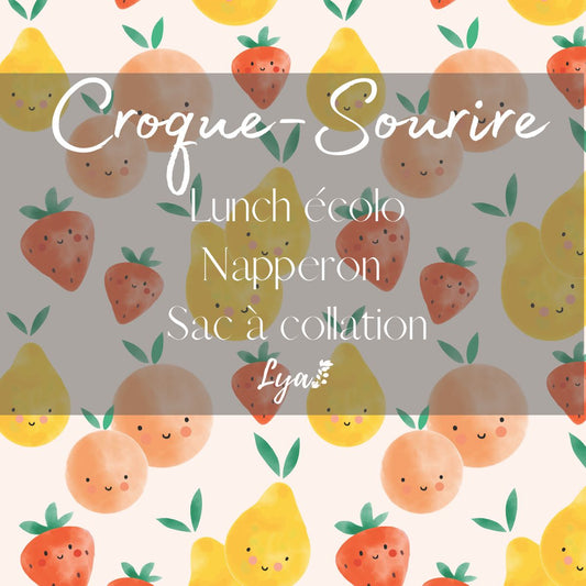 CROQUE-SOURIRE | NAPPERON - SAC À COLLATION - Lunch écolo - Sur commande