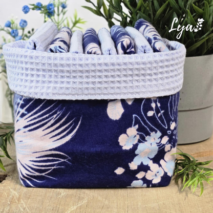 PANIER DE LINGETTE | FLANELLE ET COTON GAUFRÉ | Mouchoirs/lingettes lavables - prêt à partir