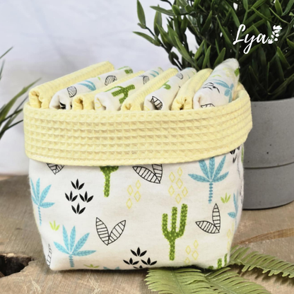 PANIER DE LINGETTE | FLANELLE ET COTON GAUFRÉ | Mouchoirs/lingettes lavables - prêt à partir