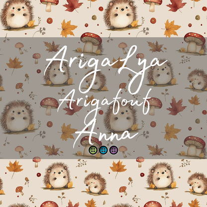 ARIGALYA | MOTIF OCTOBRE HÉRISSON ET CHAMPIGNON | ARIGAFOUF ANNA | Mérinos/Bambou - sur commande
