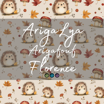 ARIGALYA | MOTIF OCTOBRE HÉRISSON ET CHAMPIGNON | ARIGAFOUF FLORENCE | TENCEL Lyocell/Coton - sur commande