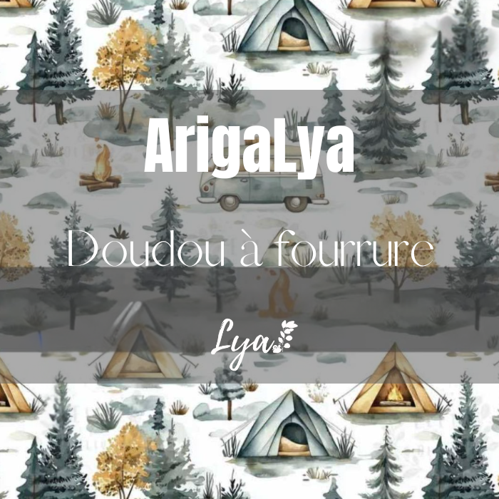 ARIGALYA | MOTIF SEPTEMBRE CAMPING | DOUDOU À FOURRURE LYA - sur commande