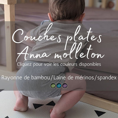ANNA CARRÉE MOLLETON | Mérinos/Bambou | Couche plate en Molleton - Prêt à partir