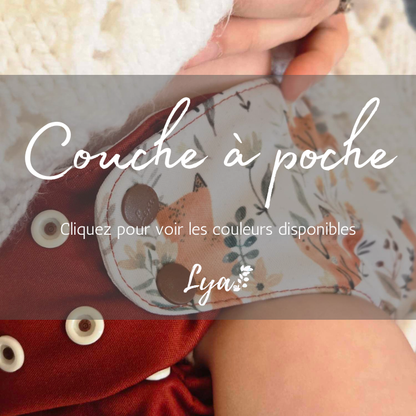 COUCHE À POCHE | couche lavable à poche | Taille unique | LYA  - prête à partir