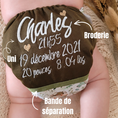 COUCHE À POCHE BRODÉE ET PERSONNALISÉE | couche lavable à poche | Taille unique | LYA  - sur commande