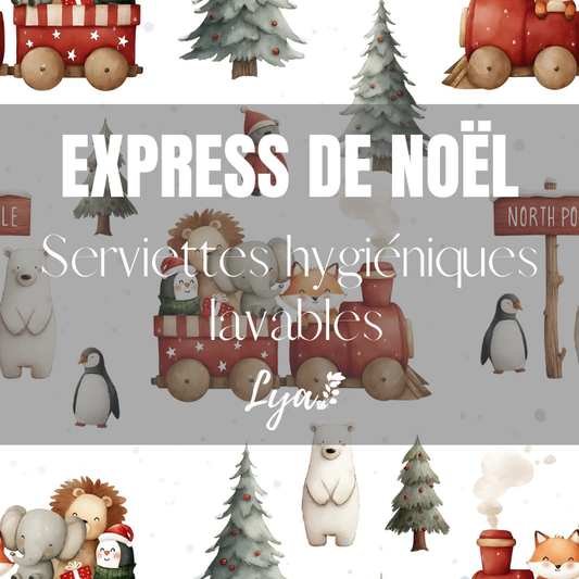 COLLECTION FÉÉRIE HIVERNALE | EXPRESS DE NOËL | SERVIETTE HYGIÉNIQUE LAVABLE LYA - sur commande