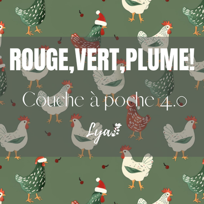 COLLECTION FÉÉRIE HIVERNALE | ROUGE,VERT,PLUME! | COUCHE À POCHE LYA 4.0 - sur commande