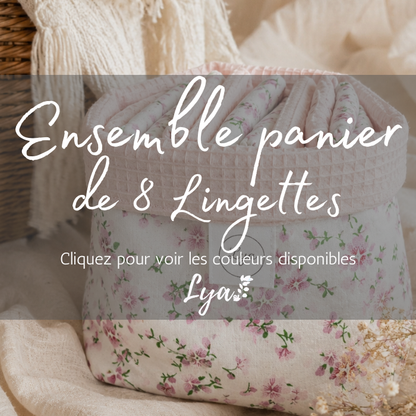 PANIER DE LINGETTE | FLANELLE ET COTON GAUFRÉ | Mouchoirs/lingettes lavables - prêt à partir
