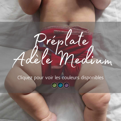 ADÈLE | PRÉPLATE | Couche lavable pré-boostée pré-assemblée | Taille Medium - prêt à partir