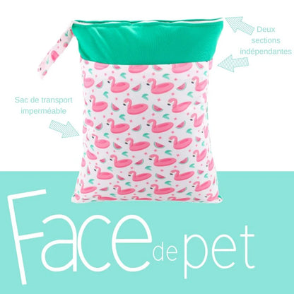 HUMIDISAC POUR COUCHES LAVABLE | Sac de transport | FACE DE PET - prêt à partir