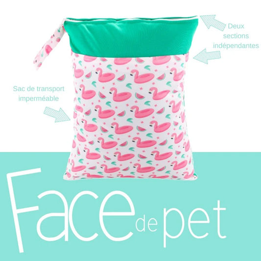 HUMIDISAC POUR COUCHES LAVABLE | Sac de transport | FACE DE PET - prêt à partir